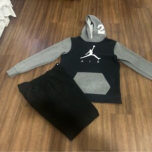 Jordan Black and Gray Kids Hoodie Set